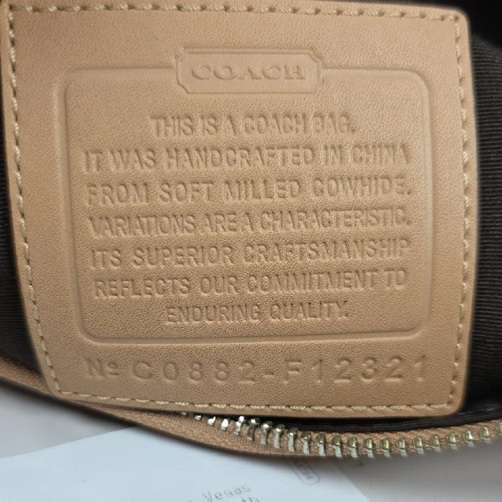 COACH F12321 MADISON BAG TAN BROWN BAMBOO PEBBLED DUFFLE BOHO HOBO PURSE‎